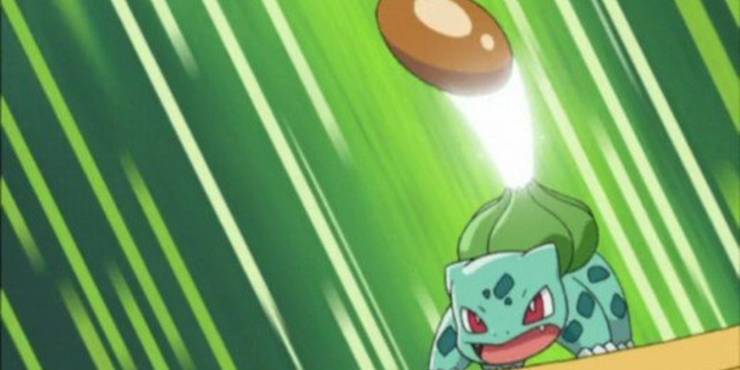 Bulbasaur utilisant Leech Seed dans l'anime Pokemon