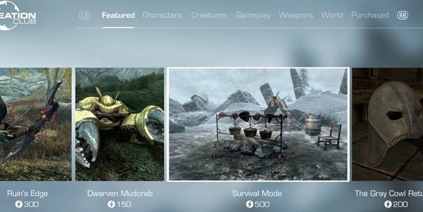 Skyrim Creation Club Menu