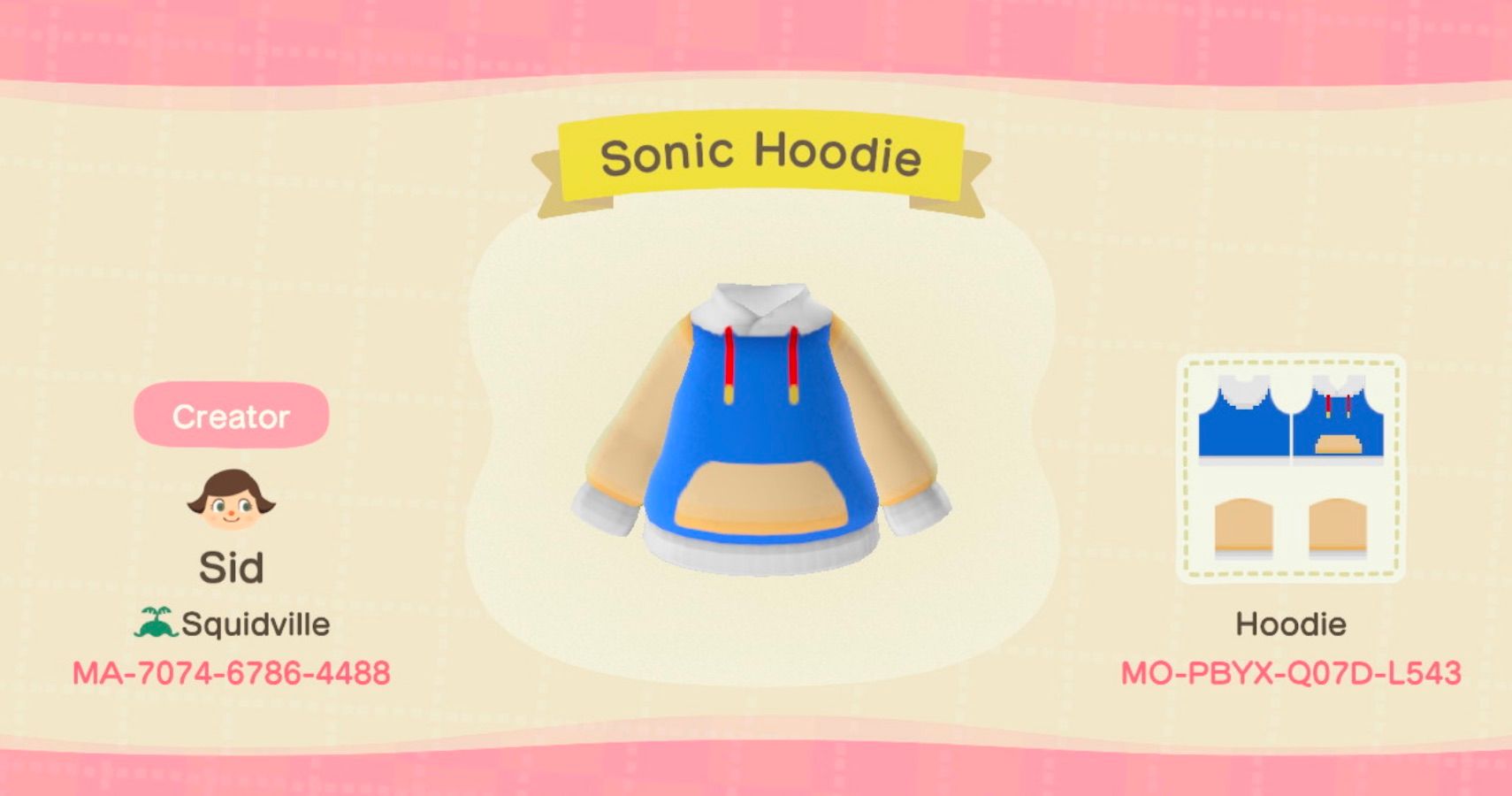 Animal Crossing New Horizons Codes For Sonic Themed Outfits - sonic costume roblox id