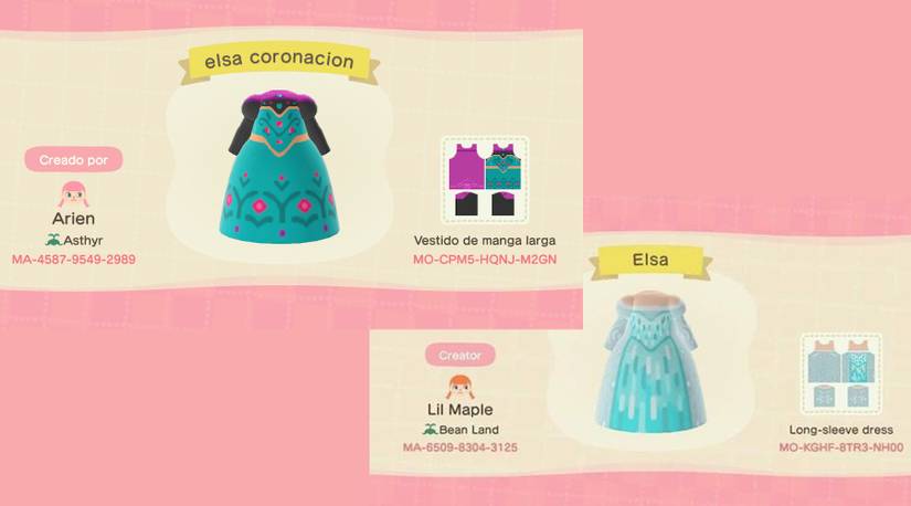 Animal Crossing: New Horizons - Codes For Frozen's Elsa and Anna Outfits