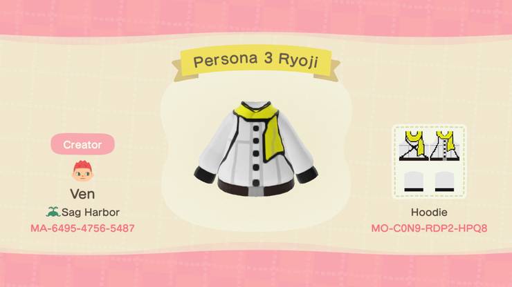 Animal Crossing New Horizons Codes For Persona 3 Outfits