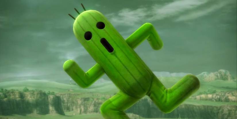 Cactuar in front of a grassy landscape in FF15