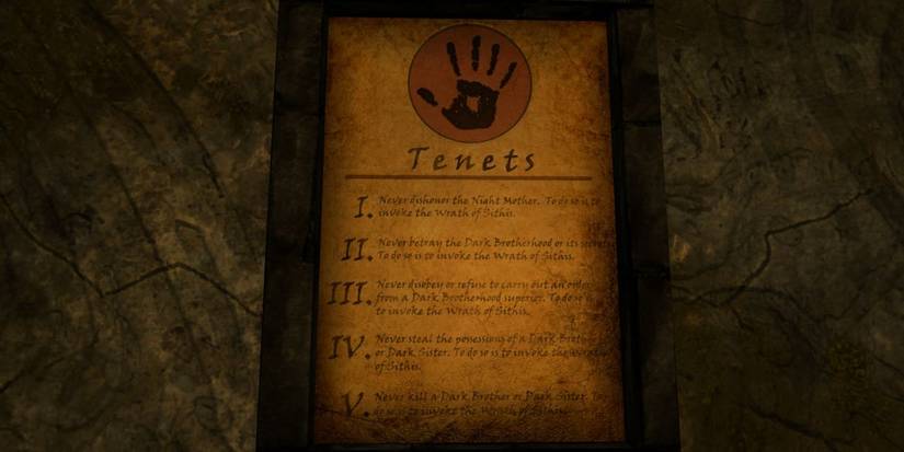 Skyrim Five Tenets On A Board