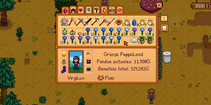 A player in Stardew Valley with a full inventory. 