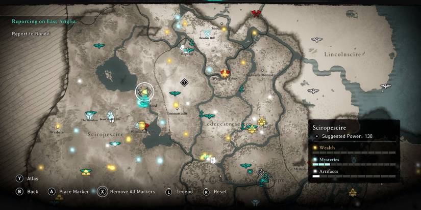 The location of Sciropescire in Assassin's Creed Valhalla