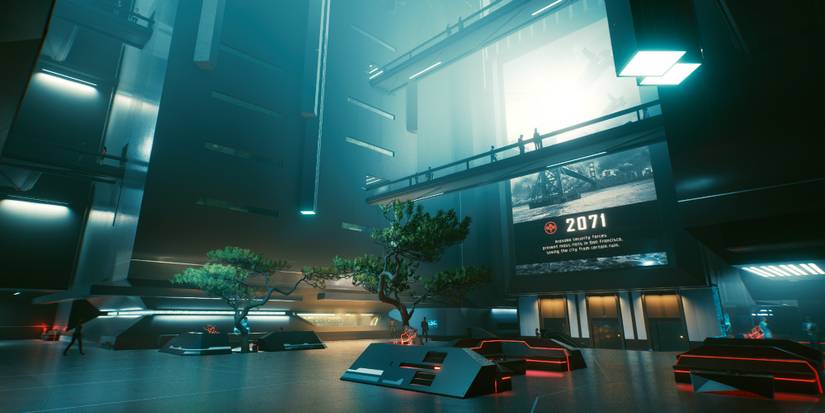 Inside the company building in Cyberpunk 2077