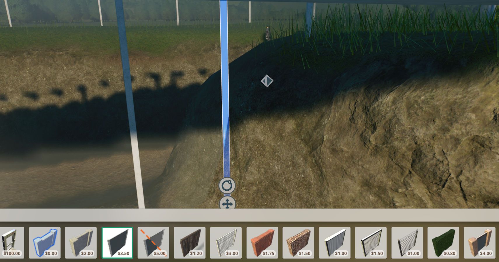 a close up of the barrier fence adjustment tab in planet zoo.