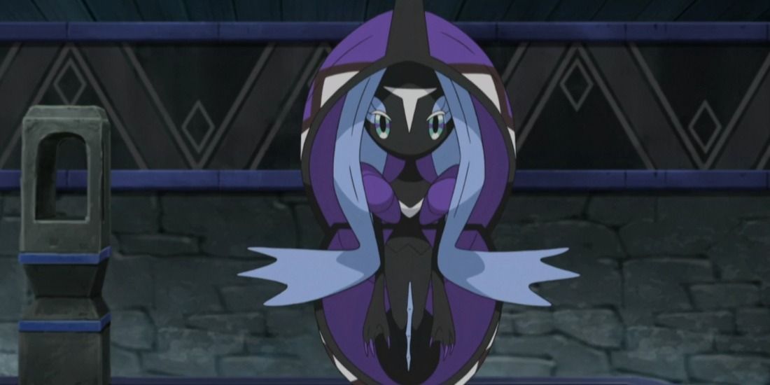 Tapu Fini facing the camera in the Pokemon anime