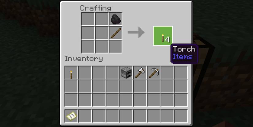 Minecraft Screenshot Torch Recipe