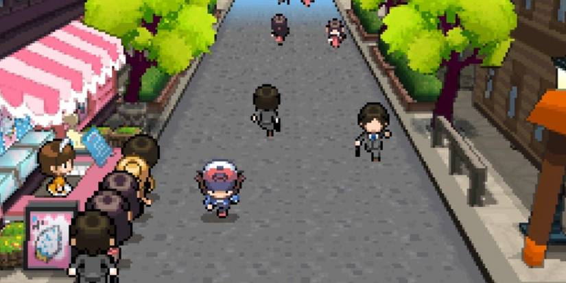 Running down Castelia City streets in Pokemon Black & White.