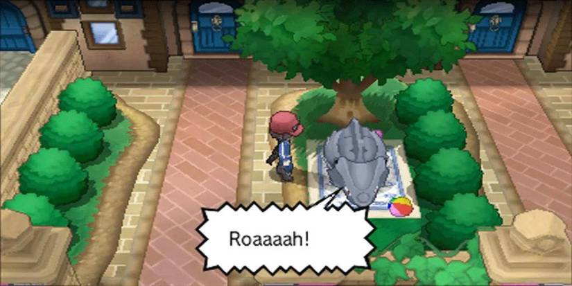 Petting your Rhyhorn in Pokemon X & Y.