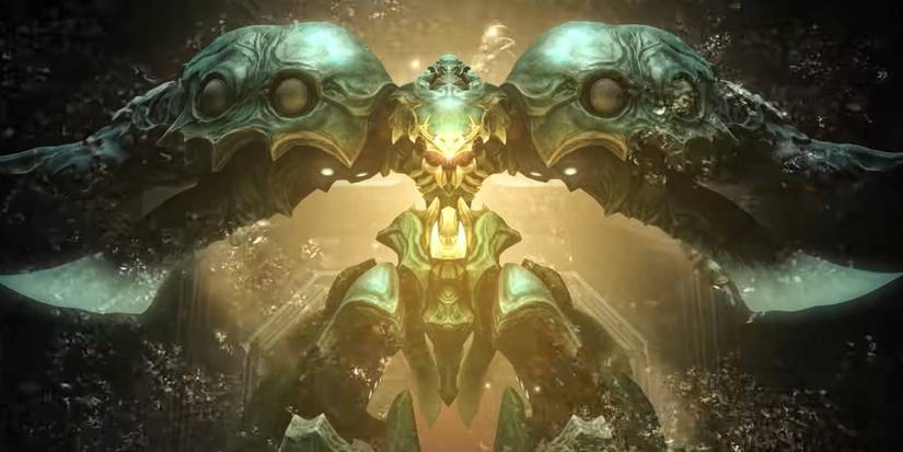 The Emerald Weapon from the Sorrow of Werlyt storyline in Final Fantasy 14, glowing.