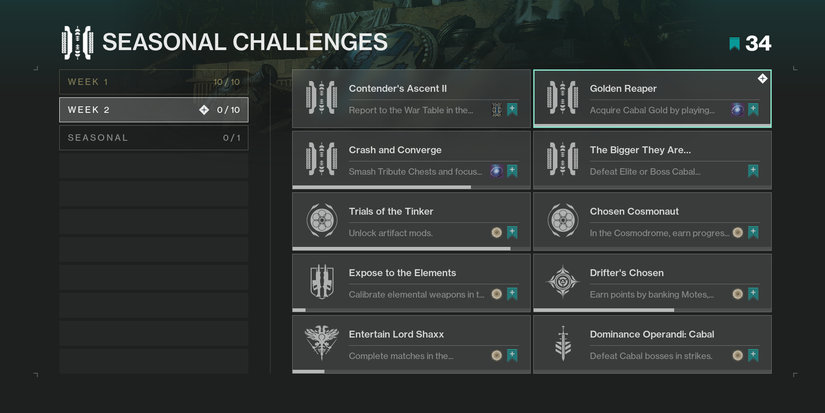 Destiny 2 Season Of The Chosen: All Week 2 Seasonal Challenges