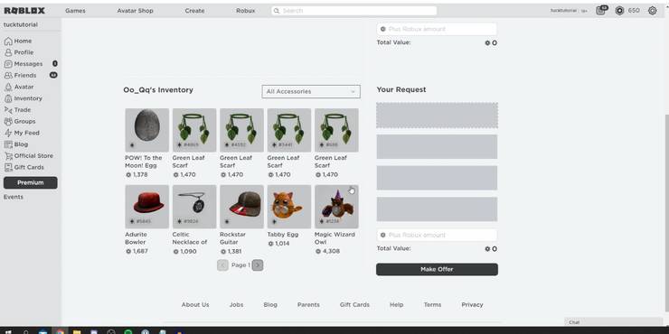 trading system in roblox
