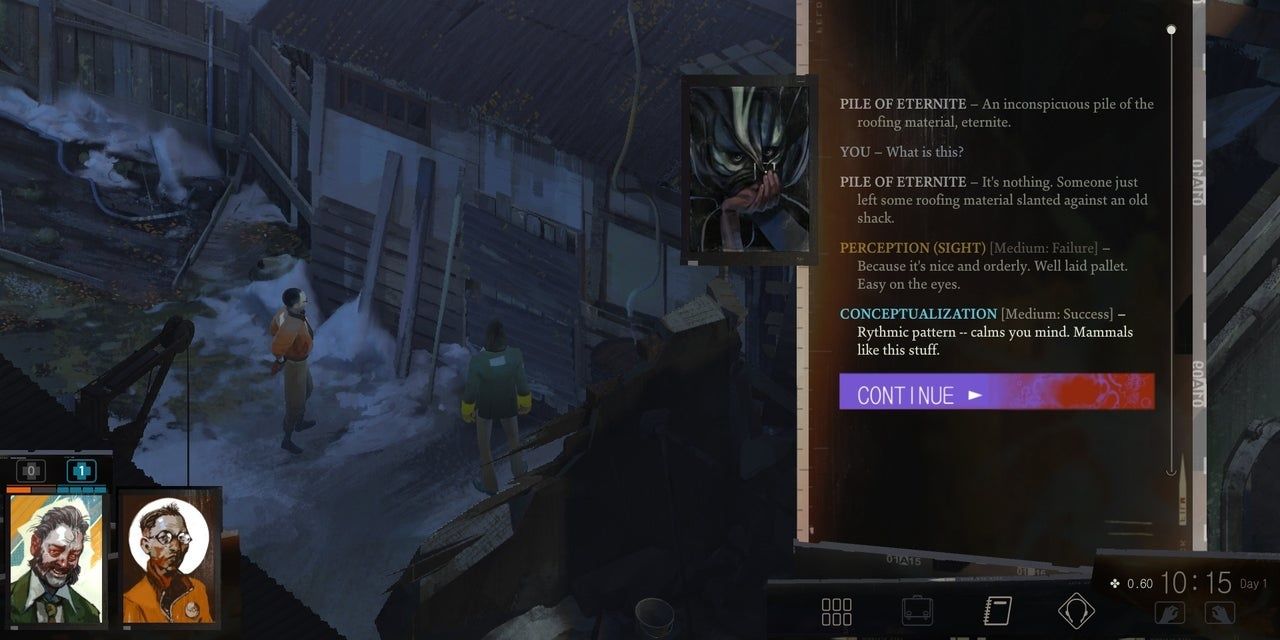 بررسی ادراک در Disco Elysium که تحت پوشش شب ساخته شده است.