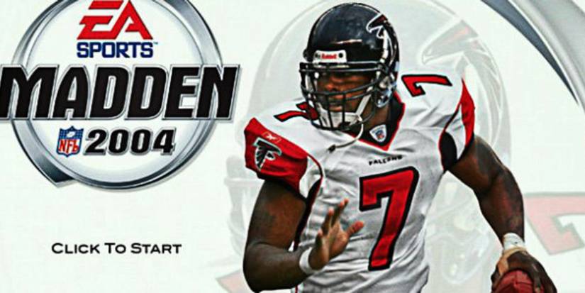 Madden 2004 splash screen with Michael Vick in action