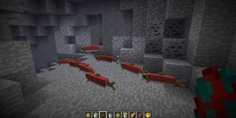 Minecraft salmon swimming underwater