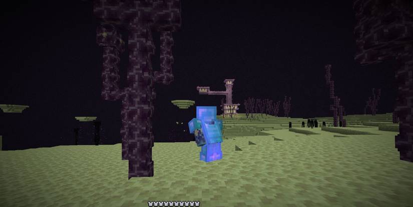 Minecraft end city in the distance