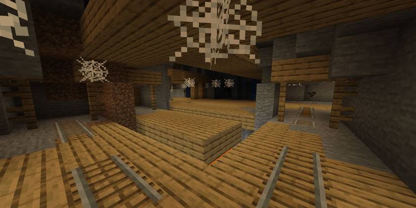 Minecraft inside a mineshaft