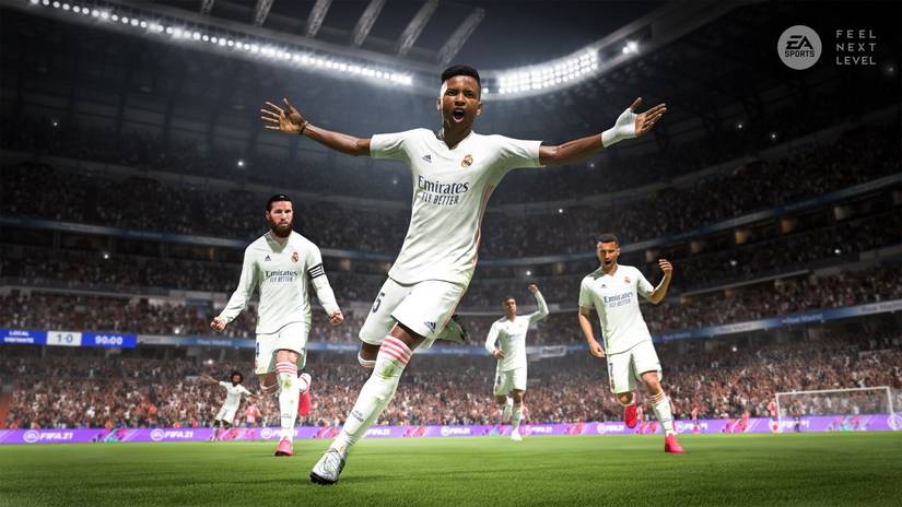 Rodrigo celebrates his goal with his Real Madrid teammates