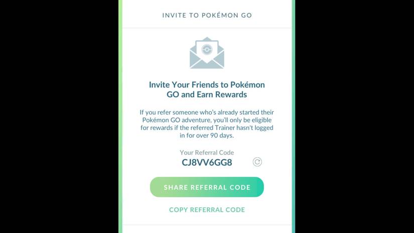 a screenshot of a pokemon go referral code