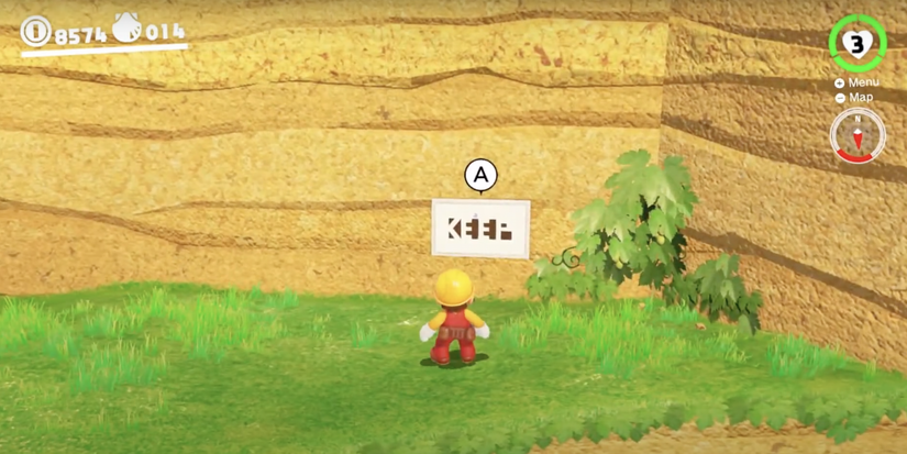 Mario discovering Seaside Kingdom Hint Art