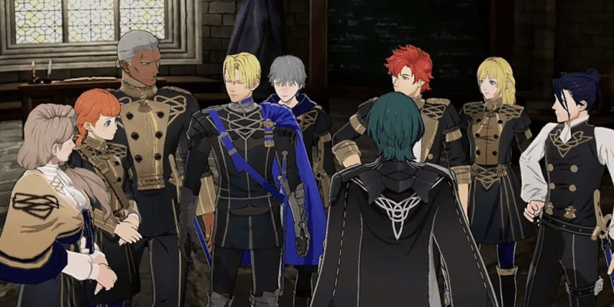 Byleth meeting the Blue Lion House characters.