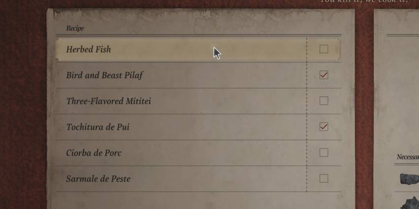 resident evil village food crafting list