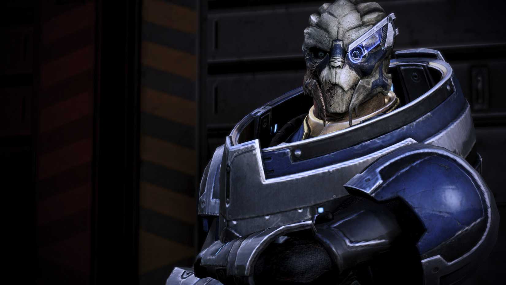 Garrus with his arms crossed in Mass Effect 3.