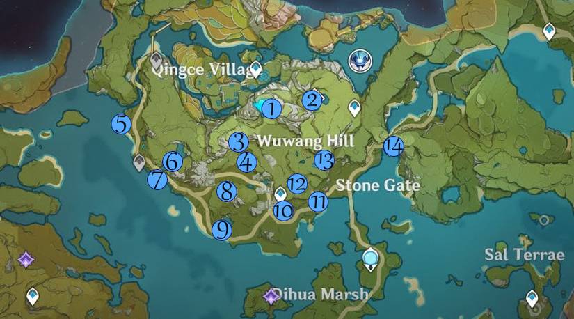 Geoculus Locations Genshin Impact: Liyue's Geoculus Locations - Bishui Plains