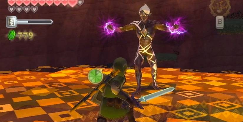 Ghirahim Fighting Link in Zelda's Legend: Skyward Sword.
