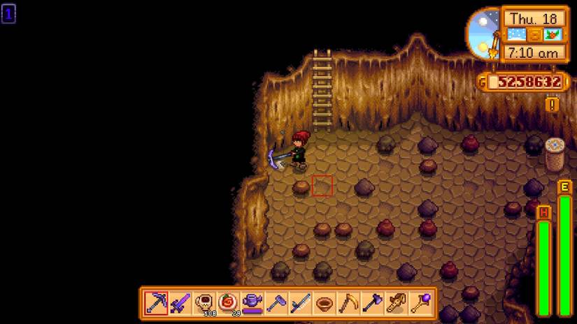 stardew valley - player mining in skull cavern 