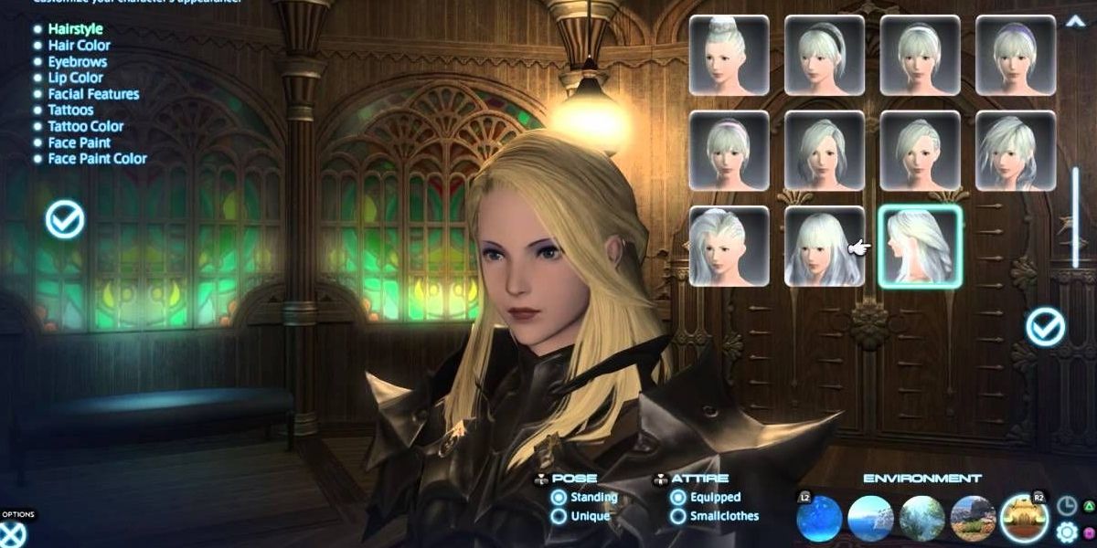 Final Fantasy 14 character creator hair options.