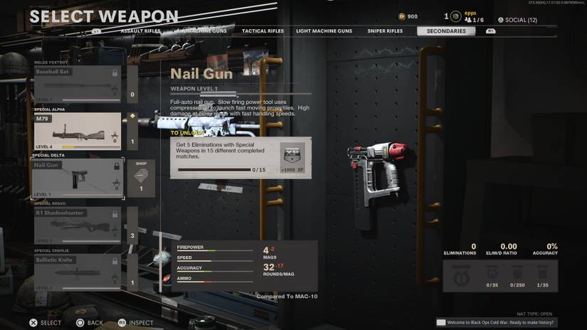 Nail Gun in Black Ops Cold War multiplayer challenge