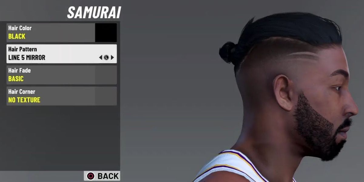 NBA 2K hair customization menu. 