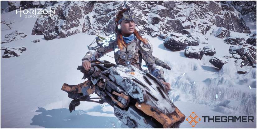Horizon Zero Dawn Frozen Wilds Aloy Holding Scorcher Mine Launcher