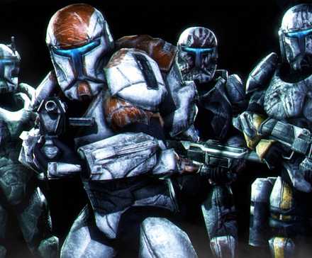 The Entire Commandos Squad prepares to fight in Star Wars: Republic Commando.
