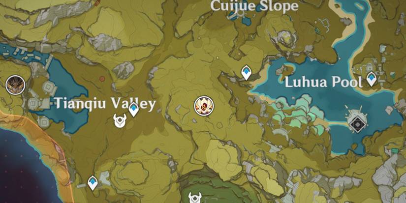 Genshin Impact: Pyro Regisvine is seen on the in-game map in an area of ...
