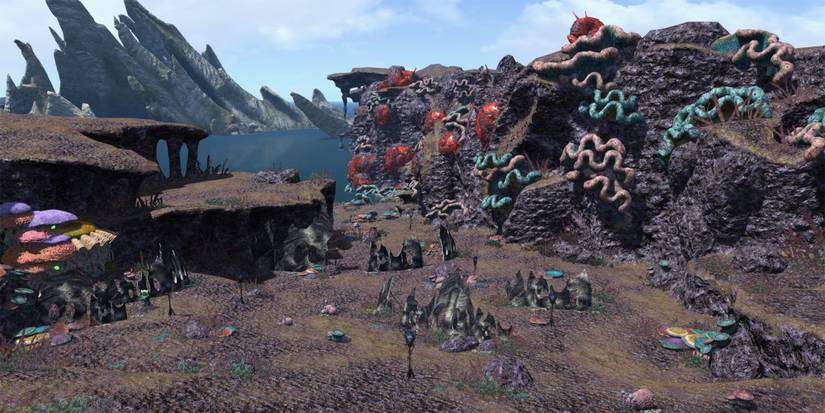 a landscape image of sapsa spawning grounds in western la noscea arial view of town