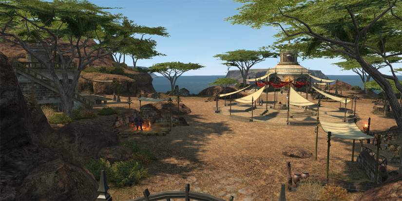 landscape screenshot of the silver bazaar in western thanalan in Final Fantasy 14