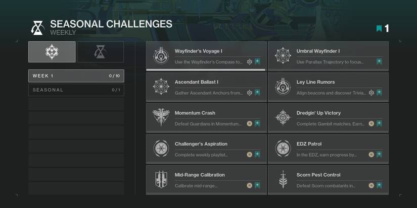 Destiny 2 Season Of The Lost: All Week 1 Seasonal Challenges