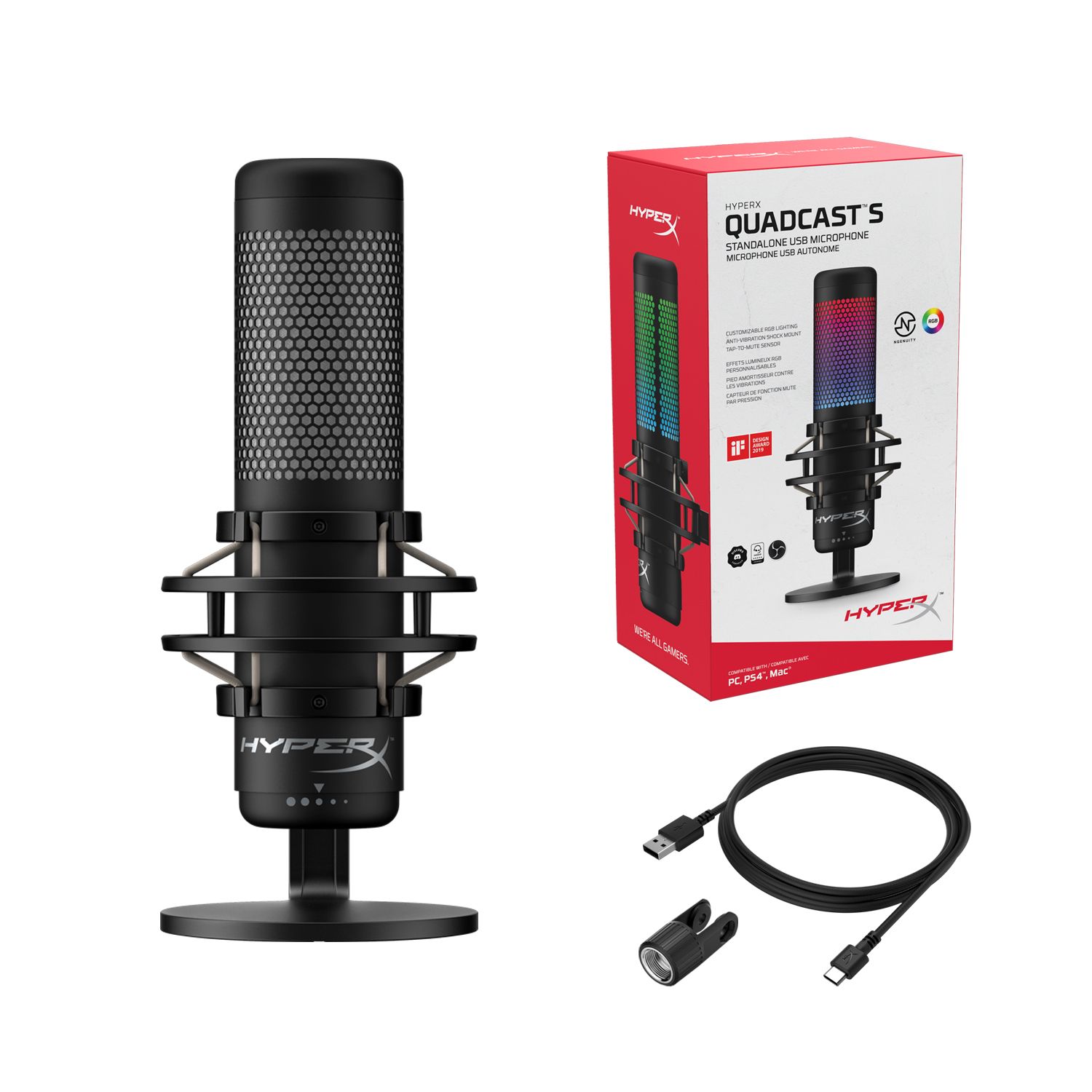 【ちょきりん】HyperX QuadCast S QuadCast S – USBコンデンサーゲーミングマイク | HyperX