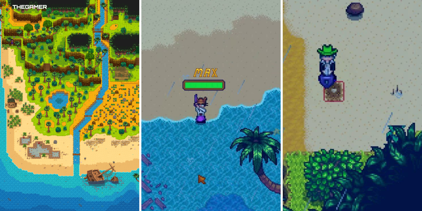 Animal Crossing New Horizons - island west left, fishing middle, artifact excavation right