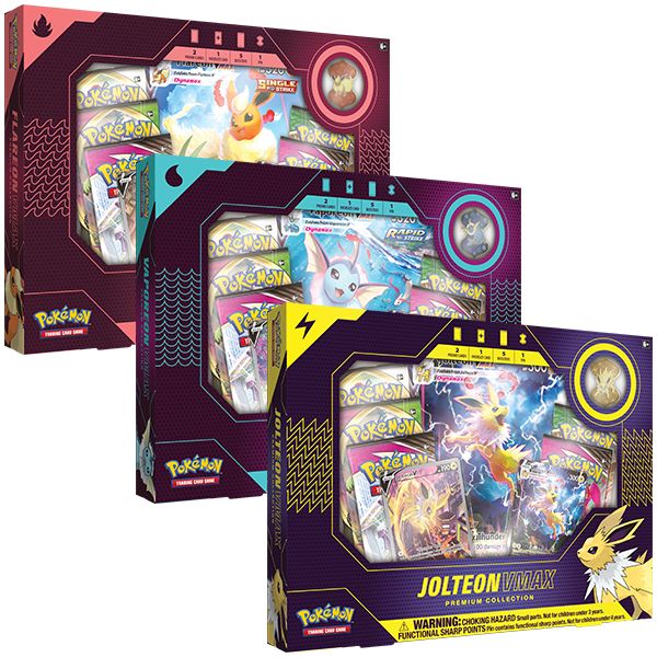 Flareon, Jolteon and Vaporeon VMAX Premium Collection Boxes Coming