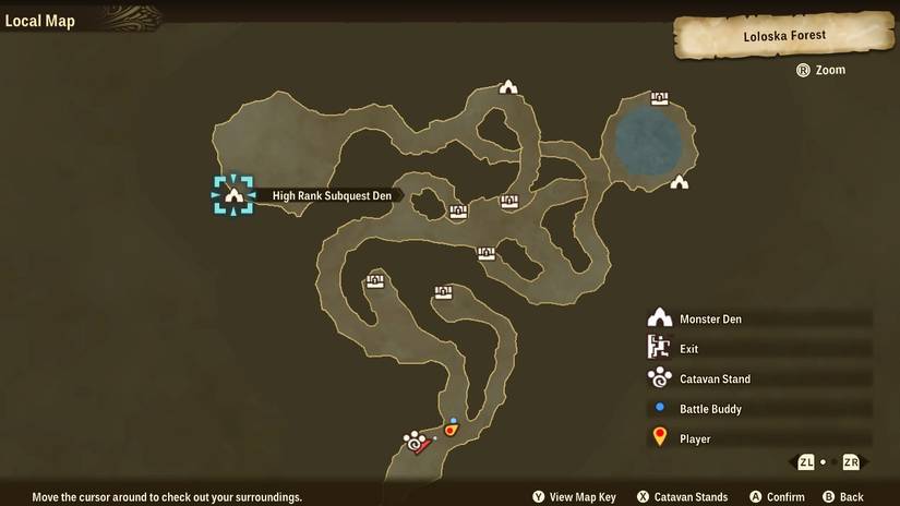 Monster Hunter Stories 2 Wings of Ruin Oroshi Kirin high rank subquest den location