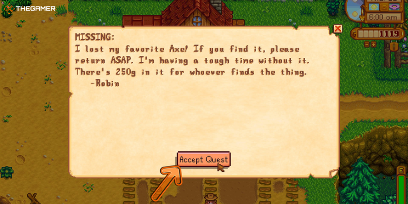 Stardew Valley - Receiving the letter to start the Robin's Lost Axe quest