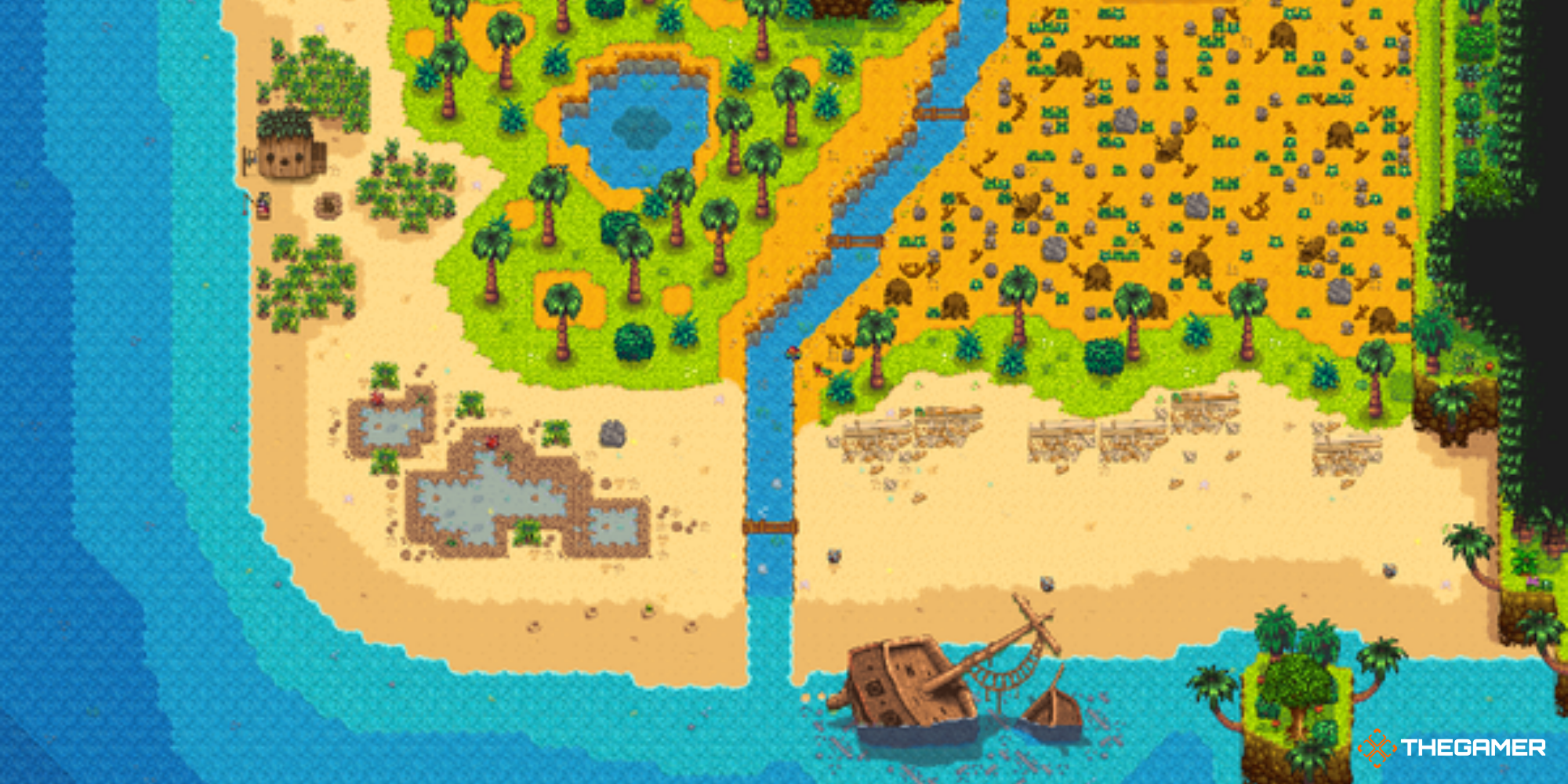 Stardew Valley Ginger Island - Zoomed out view of the west side of the island