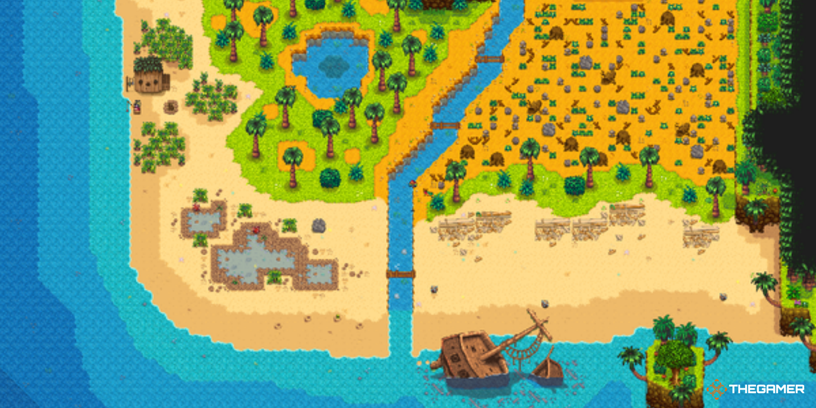 Stardew Valley Ginger Island - A close-up view of the west side of the island