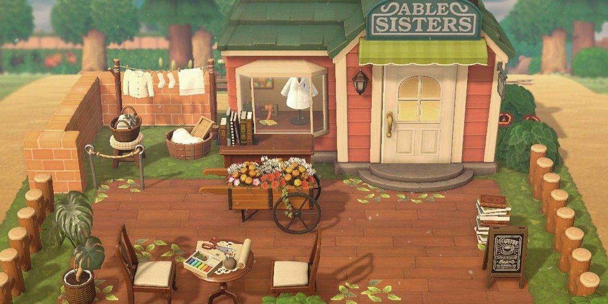 Able Sister's store with decocrated patio. 