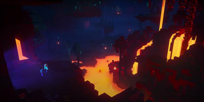 A screenshot of the Nether in Minecraft